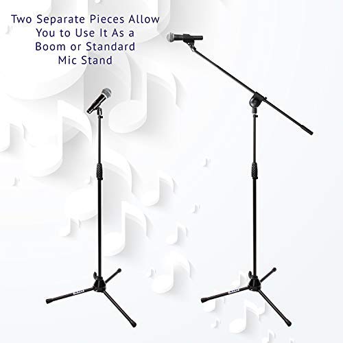 LyxPro Microphone Stand Boom Arm Tilting Rotating Floor Podium Stage or Studio Strong Durable And Foldable Height 38.5"- 66" Extends Arm to 29 3/8"