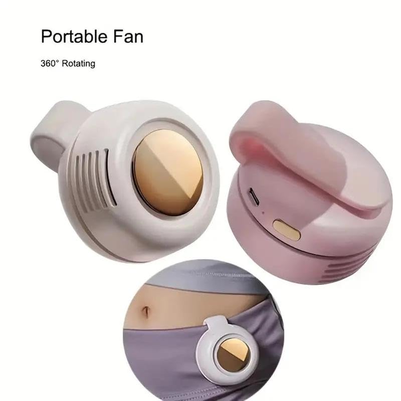 EOOXEKFX Portable Silent Mini Bladeless Electric Fan, Adjustable 3-speed Suspended Waist Fans, Rechargeable Rotating Body Fan, Suitable for Outdoor