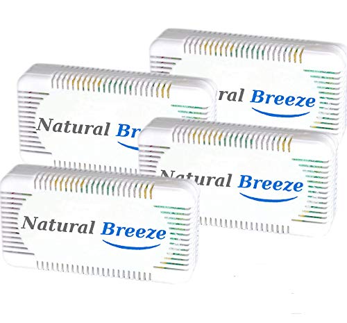 NATURAL BREEZE Refrigerator & Freezer Deodorizer Activated Charcoal Fridge Fresheners 4 Pack Set
