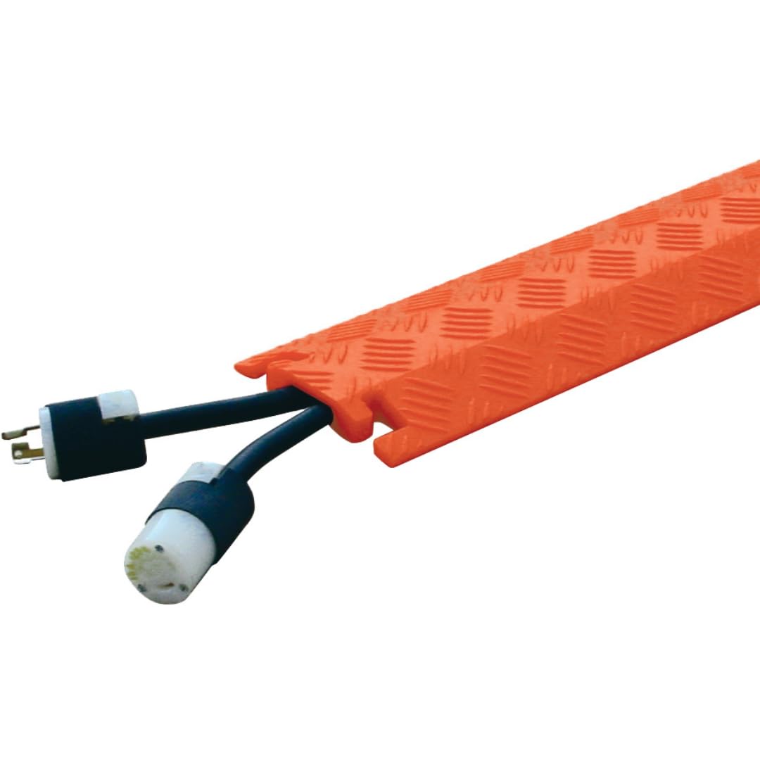 Checkers 1 Channel 3' Long Light Duty Drive Over Cable Protector for Multiple 0.5" Lines - Floor Cable Cover for Walkways and Driveways - Made in the