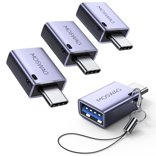 MOSWAG USB C to USB Adapter 4 Pack, 5Gbps USBC Male to USB 3.0 Female MacBook Pro Air Adapter, Type C Thunderbolt 3 OTG Converter…