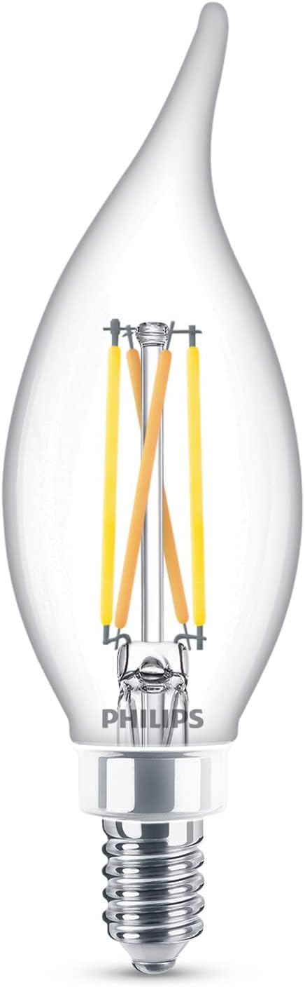 PHILIPS LED 40W BA11 E12 Base 3-Pack Ultra Definition Soft White (2700K) 300 Lumen (3.5W = 40W) Dimmable Frosted Flicker-Free Candelabra Light Bulbs