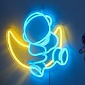 Astronaut Neon Sign, Space Theme Cute Astronaut Accent USB Powered Decorative Neon Light for Home Bedroom Living Room Wall Table Decor Light Up Sign