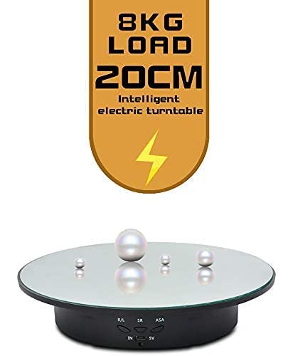 JAYEGT Motorized Rotating Display Stand, 7.87inch /17.6lbs Load, 360 Degree Electric Rotating Turntable for Photography Products, Jewelry, Cake,3D