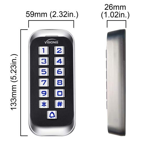 Visionis FPC-5652 One Door Access Control System Outswing Door 600lbs Magnetic Lock with VIS-3005 Slim Outdoor IP68 RFID Keypad Entry Security