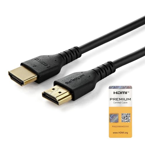 StarTech 3ft Premium Slim HDMI Cable, 4K 60Hz, HDR10 (RHDMM1MP)