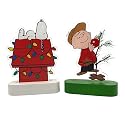 Mark Feldstein, Peanuts Holiday LED Illuminated Acrylic Tabletop Lights, Snoopy's Decorated Doghouse and Charlie Brown's Christmas Tree, 6 Inch (Set