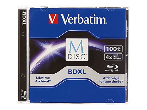 Verbatim M DISC BDXL 100GB 6X with Branded Surface Blank Blu-Ray Recordable Media - 1pk Jewel Case