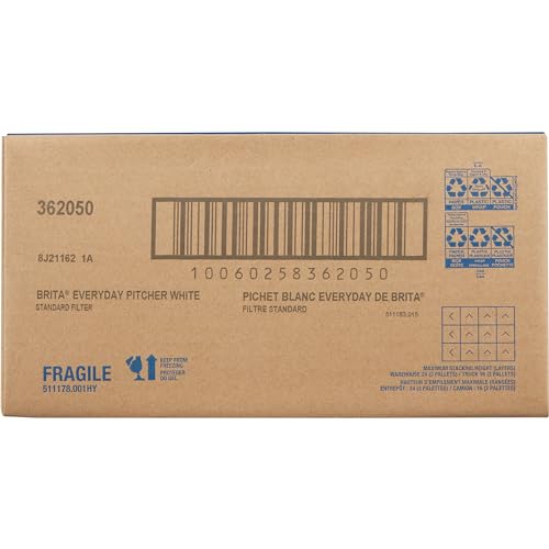 Brita Large Water Filter Pitcher for Tap and Drinking Water, Includes 1 Standard Filter, BPA-Free, Lasts Two Months, 10-Cup Capacity, Bright White