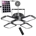 Auzev Solar Shed Light Indoor Outdoor Upgrade 176 LED 4 and 1 Heads Solar Powered Motion Sensor Pandent Daytime Work Lights with 4 Modes Remote