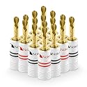 Nakamichi Excel Series 24k Gold Plated BFA Banana Plug 12-18 AWG Gauge Size 4mm for Speakers Amplifier Hi-Fi AV Stereo Home Theatre Audio Wire Cable