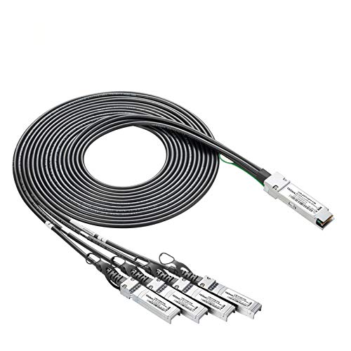 10Gtek 40G QSFP+ to 4xSFP+ Breakout DAC - 40GBASE-CR4 Passive Direct Attach Copper Twinax QSFP to SFP Cable for Arista CAB-Q-S-1M Devices