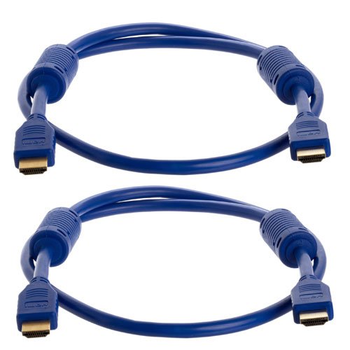 Cmple - 2 Pack of 3FT Blue Premium HIGH Speed HDMI Cable, Gold Plated
