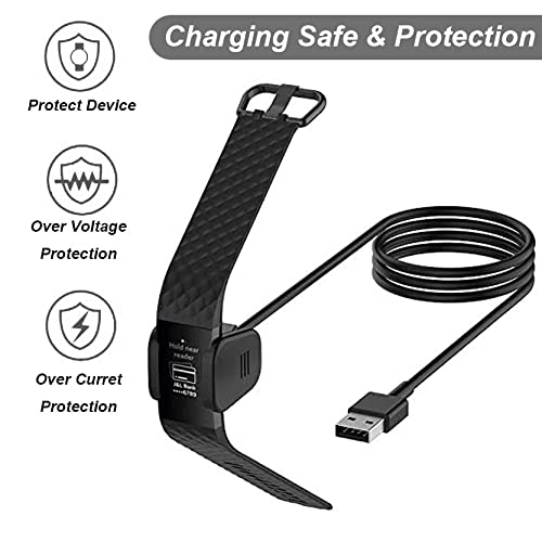 Charger for Fitbit Charge 3/4, Replacement USB Charging Cable Clip Cord for Fitbit Charge 3/4 Fitness Activity Tracker (2-Pack, 1m/3.3ft)