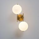 LZPZRUI Modern Gold Wall Sconce with 2 Frosted Glass Globe Shades, Mid-Century Style, 18" x 9.8