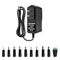 9V DC Power Supply 1A AC Adapter, 100-240V 50/60Hz to 9 Volts 1Amp Transformer, DC 9V Power Cord,【Tip Positive, 5.5mm x 2.5mm Plug】 & 10 Tips