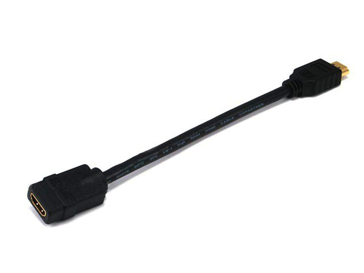 Monoprice 8inch 28AWG High Speed Male to Female HDMI® Port Saver - Black