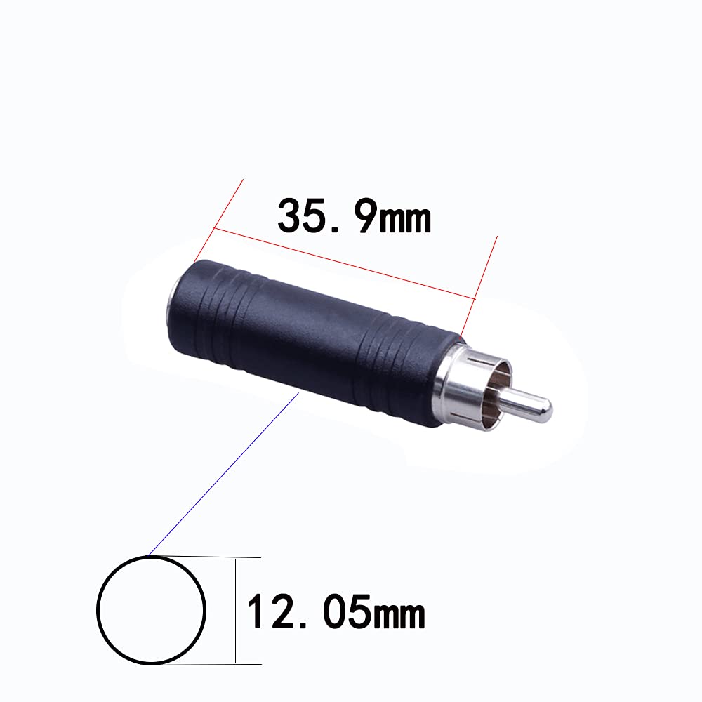 rgzhihuifz 6.35mm to RCA Adapter RCA Male Plug to 6.35mm 1/4 Inch Mono Female Audio Mic Plug Adapter Jack Converterr (3 Pack)