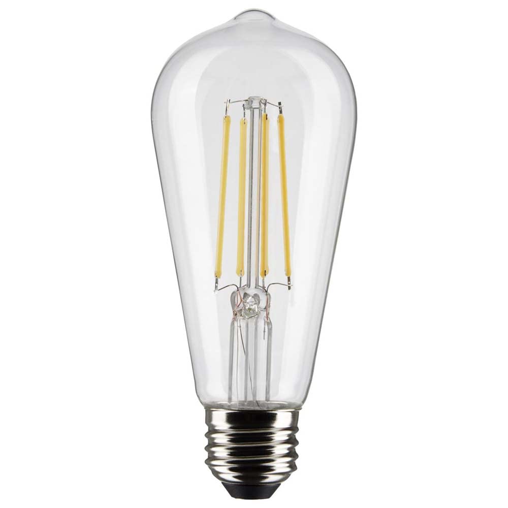Satco 8W ST19 LED Clear Light Bulb, Cool White, E26 Base, 6 Pack