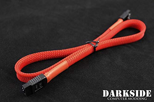 Darkside 45cm (18") SATA 3.0 180° to 180° Data Cable with Latch - Red UV (DS-0154)