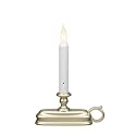 Battery Operated LED Flameless Window Candle Pewter/Silver Finish with Dusk to Dawn Sensor and White Flame