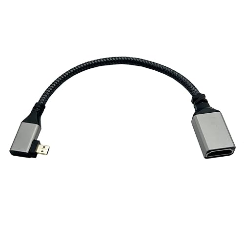 Seadream 4K Angled Micro HDMI to HDMI Cable;8inch Nylon Braided Left Angled Micro HDMI Male to HDMI Female Cable (Type D to Type A) Support 4K/60Hz