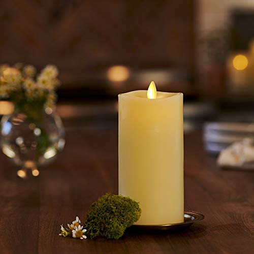 Luminara Flameless Slim Pillar Candle, Flickering Real Flame Effect, Melted Edge, Smooth Wax, Unscented, White, Real Wax, LED Battery Operated