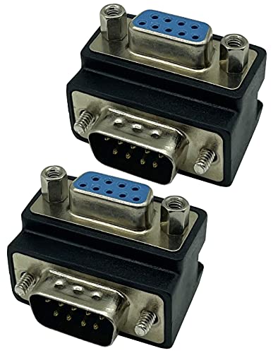 Dafensoy RS232 DB9 Pin Male to Female 90 Degree Changer Coupler Adapte Connecter, 90 Degree DB9 9 Pin RS 232 Serial Gender Changer Extension…