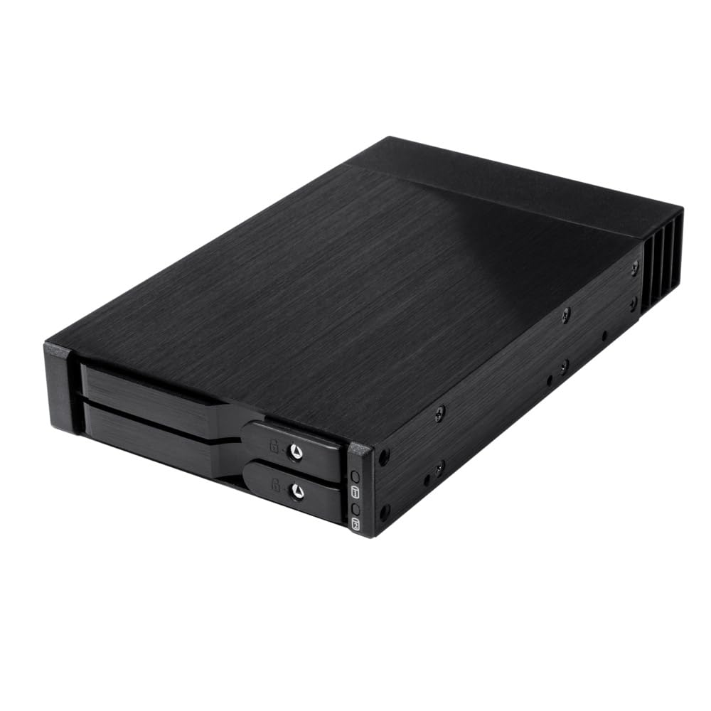 Kingwin Trayless Aluminum Mobile Rack with Keylock for 2 x 2.5 SATA/SAS HDD/SSD - 6Gbps/12Gbps Data Transfer, Tool-Free Installation, Secure Keylock