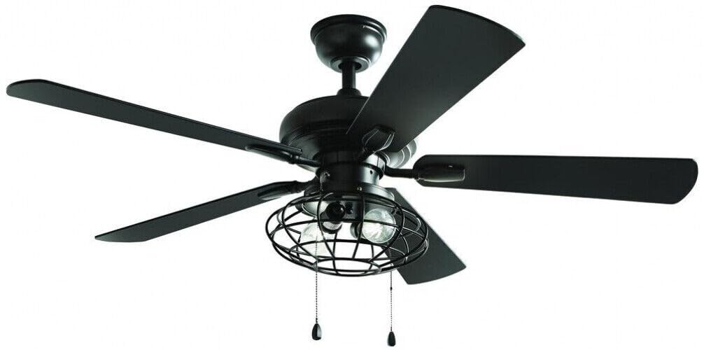 Home Decorators Collection Ellard 52 in. LED Matte Black Indoor Ceiling Fan with Lights