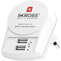 SKROSS - European 2 Pin Charger with 2 USB 2.4 A Ports for Charging 2 Phones or Tablets - Perfect for Charging Your Devices While in Europe