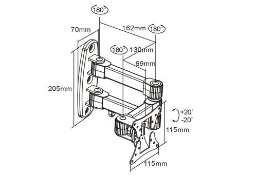 OSD Audio TSM-02-113 Full Motion Tilt and Swivel Wall Mount for 13-inch to 23-inch LCD TV