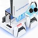PS5/Slim Cooling Station for PS5 Disc&Digital, PS5 Cooling Stand with Dual Controller Charging for PlayStation 5 Console, Multi-Function PlayStation 5
