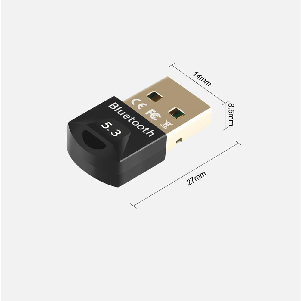 Bluetooth 5.3 Adapter, Bluetooth Stick for Windows 11/10/8,1/7, USB EDR Dongle for PC, Laptop, Desktop