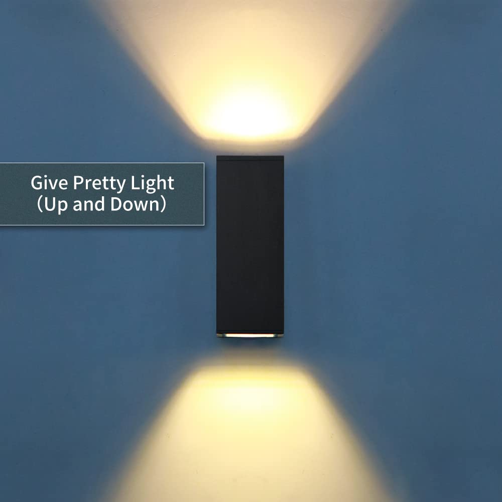 Eliphil Outdoor Wall Lights, Up Down Porch Lights, Modern Exterior Light Fixture, Waterproof Anti-Rust Outdoor Wall Sconce,14w,Matte Black (BD001)
