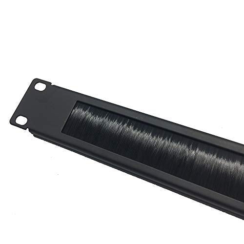 QiaoYoubang 10 Pack 1U Horizontal Rack Mount Cable Management Brush Panel with Cable Entry Brush for 19-Inch Rack Or Cabinet Black (1UCMB1U10PC)