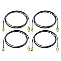Bingfu WiFi Antenna Extension Cable 4-Pack RP-SMA Male to RP-SMA Female Bulkhead Mount RG174 Coaxial Cable 1m 3 feet for WiFi Router Security Camera