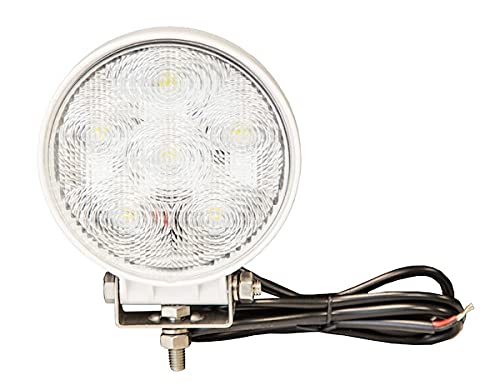 Buyers Products 1493215 12V LED Flood Work Light, 4.5" Round - 1350 Lumen LED Flood Light with White Housing, 6 LEDs, IP67 Waterproof Offroad Work