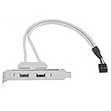 Chenyang 9Pin Motherboard Header 1 to 2 USB 2.0 Port Multiplier Panel Cable 40cm with 80mm PCI Bracket