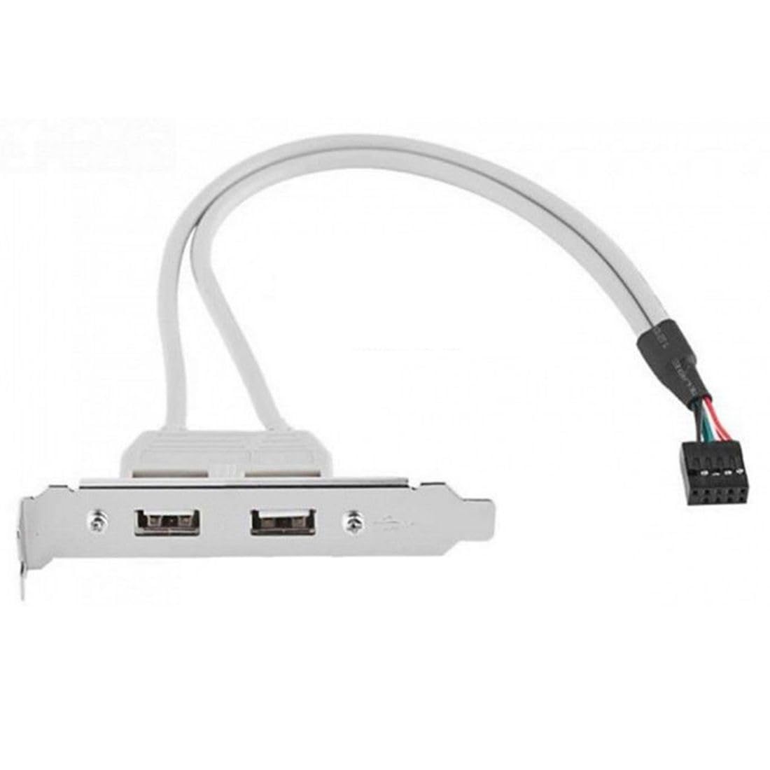 Chenyang 9Pin Motherboard Header 1 to 2 USB 2.0 Port Multiplier Panel Cable 40cm with 80mm PCI Bracket