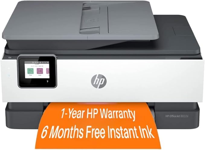 HP OfficeJet 8022e All-in-One Color Inkjet Wireless Printer Scanner Copier with 6-months Instant Ink Included Phone Computer Printers for Home Use