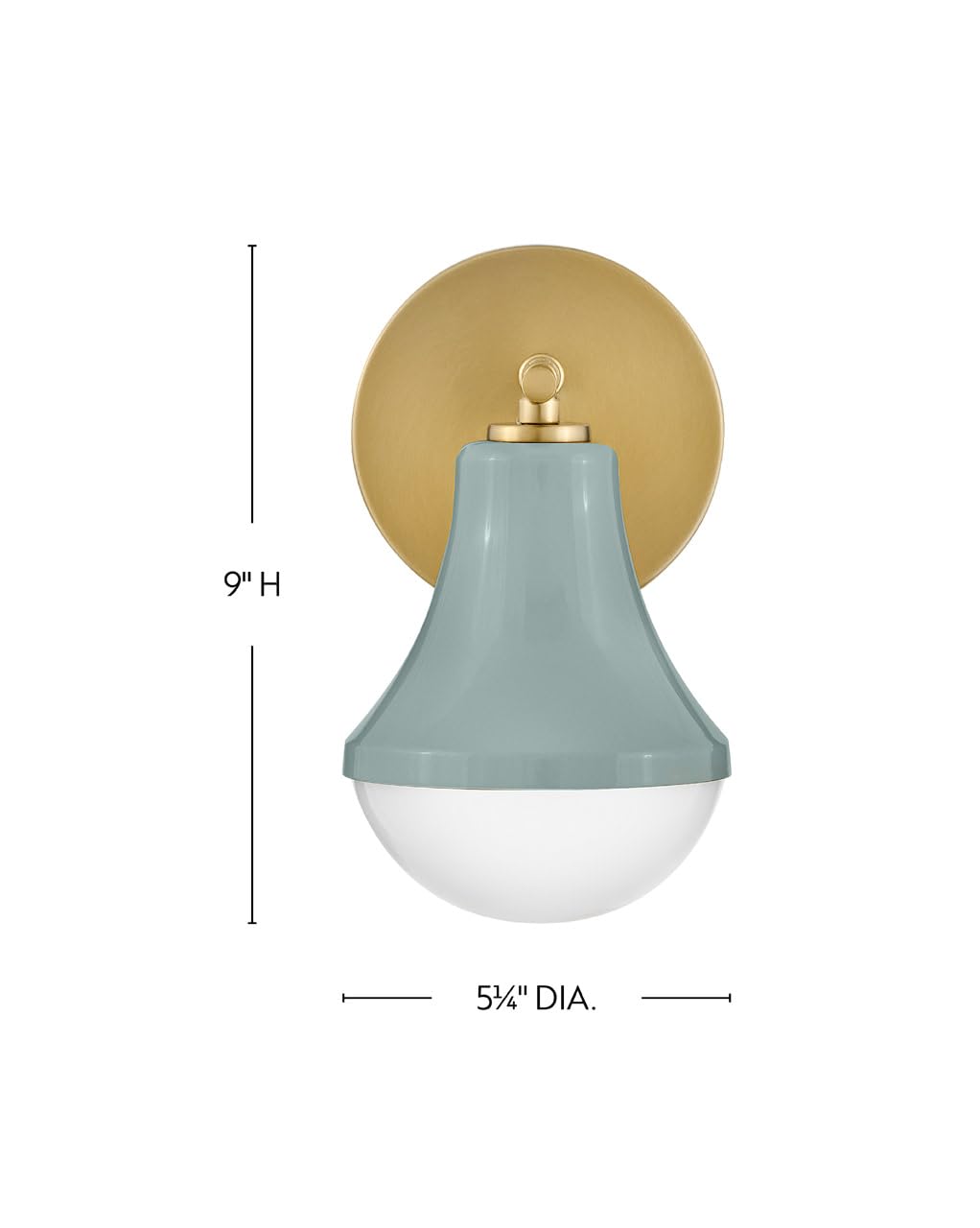Lark Haddie Modern Bath Sconce, Single Light, Mount Up or Down, Dimmable, Seafoam and Lacquered Brass