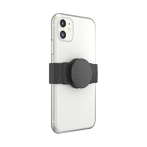 PopSockets Phone Grip Slide for Phones and Cases, Sliding Phone Grip with Expanding Kickstand - Black Knurled Texture