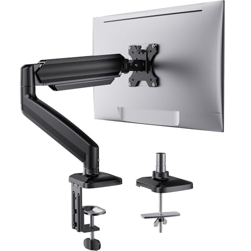 HUANUO Single Monitor Mount, Adjustable Monitor Arm for 13-34 Inch Screen Up to 22lbs, C-Clamp & Grommet Base, Ergonomic Stand for Work and Gaming