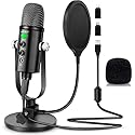 Microphone for Podcast, USB Microphone Kit for Phone, PC/Micro/Mac/Android,Professional Plug&Play Studio Mic with Stand for Gaming, Online Chatting