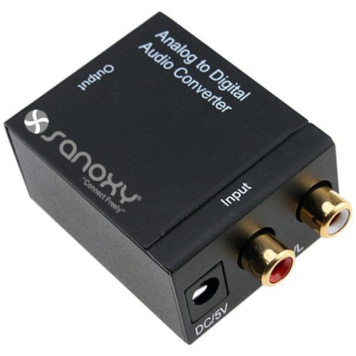 SANOXY Analog to Digital Audio Converter Adapter - RCA to Digital Coaxial and Toslink - 2-Channel LPCM Audio - 48 KHz Sampling Rate