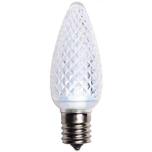 25 Pack Pure White C9 LED Replacement Bulbs Faceted Pure White LED Christmas Light Bulb 2 SMD LEDs in Each Bulb Fits E17 Socket Commercial Grade
