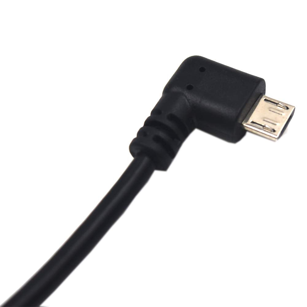 Kework 12 Inch Right Angle Micro USB 5 Pin Splitter Cable, Micro USB 1 Male to 2 Female Extension Extender HUB Cord