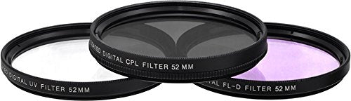 52mm High Resolution Pro Series Multi Coated HD 3 Pc. Digital Filter Set for Sony HDR-PJ790, FDR-AX33, HDR-PJ790, HDR-CX760E and More Lens Models +