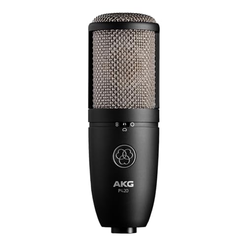 AKG Pro Audio P420 Multi-Pattern Condenser Microphone with Shock Mount and Case. Great for ensemble recording, grand piano, woodwind, brass